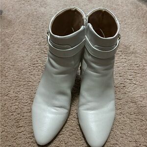 Elegant White bone  Ankle Boots